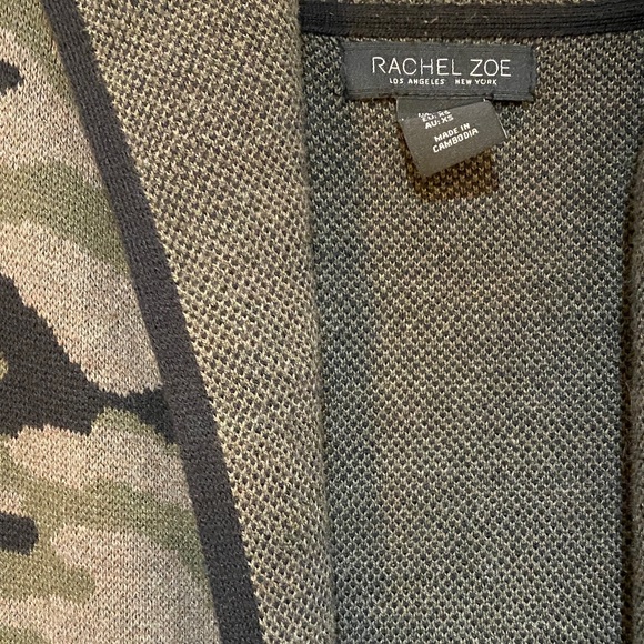 Rachel Zoe Olive Green Camouflage Knit Cardigan with hood and pockets - Picture 2 of 3